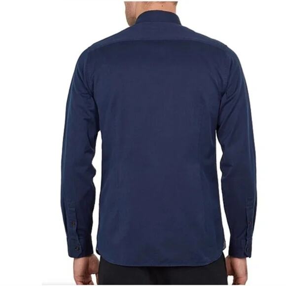 Ted Baker Shirt Denray Denim Button Front Navy Blue Classic Designer Size 3XL - Picture 2 of 12